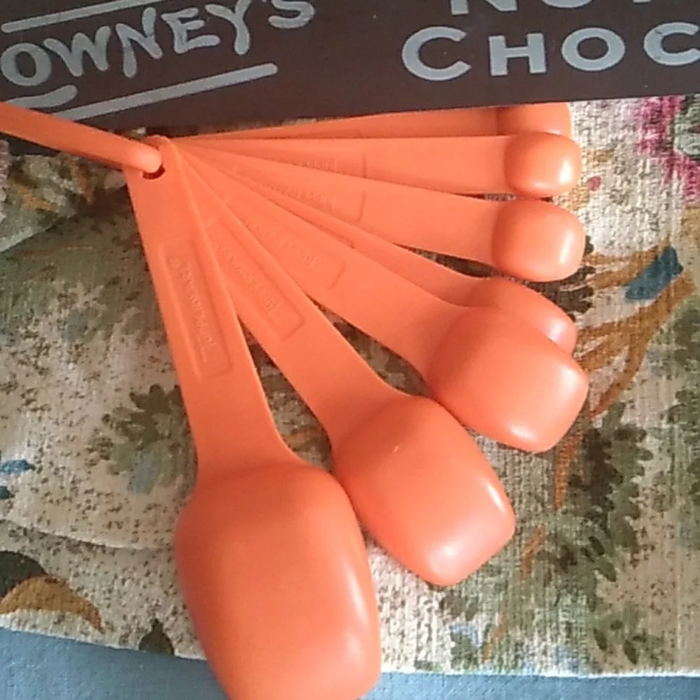👩‍🍳 Rare TUPPERWARE ORANGE Complete Set MEASURING SPOONS Vintage EVC